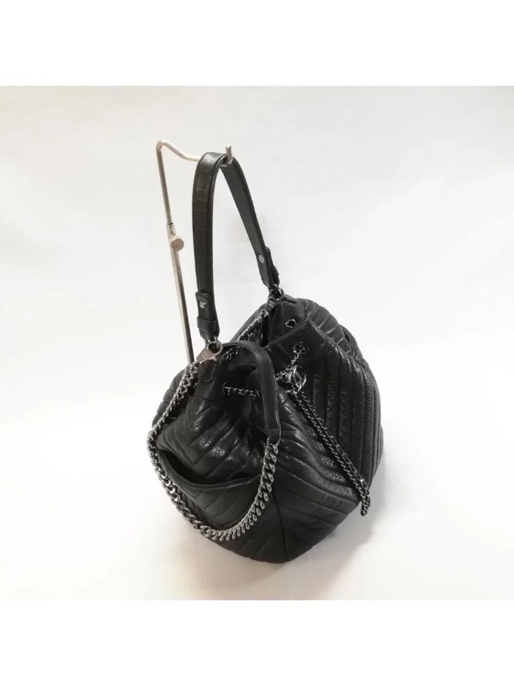 Chanel Lambskin Quilted Stitch Drawstring Shoulder
